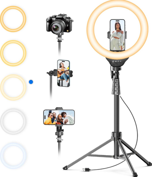 12'' Selfie Ring Light with 62’’ Tripod Stand for Video Recording,