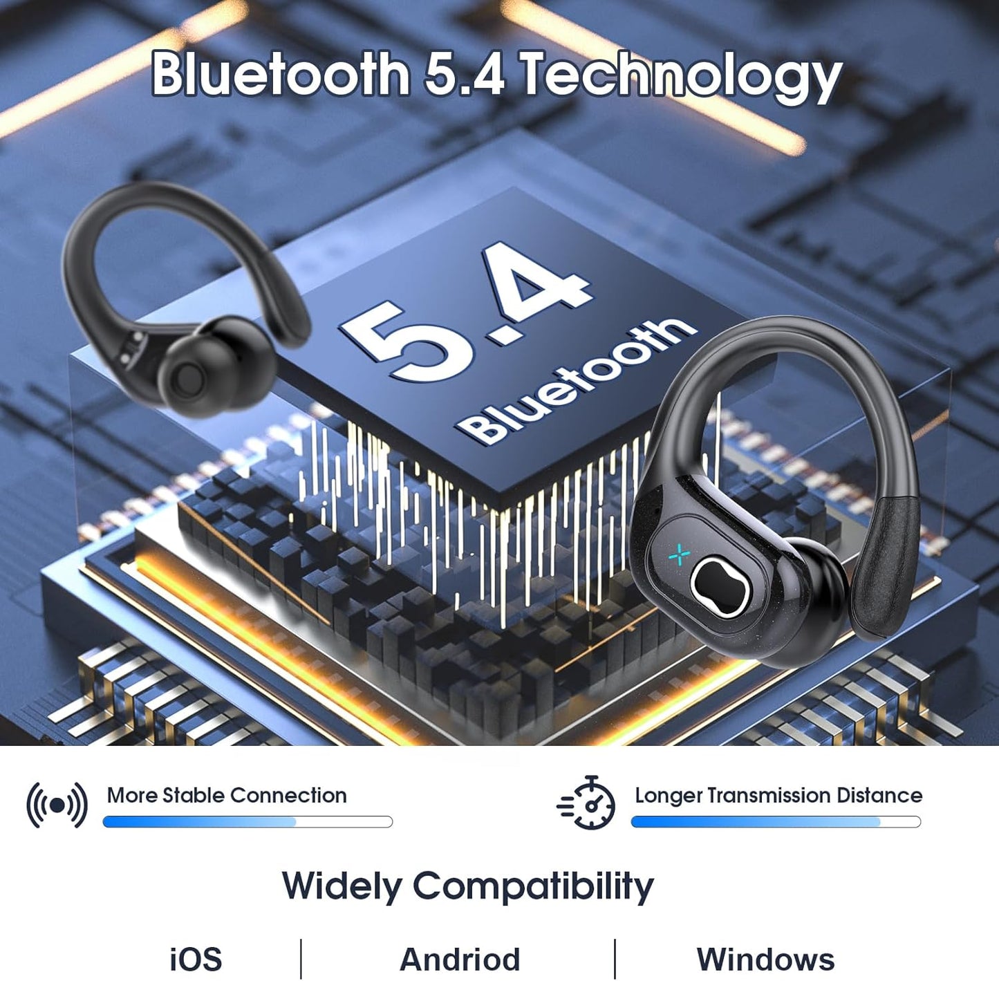 Wireless Earbuds 75hrs Bluetooth 5.4 Headphone