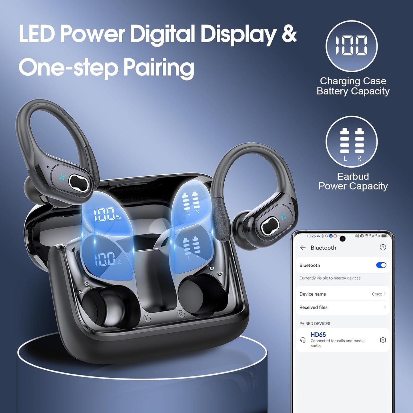 Wireless Earbuds 75hrs Bluetooth 5.4 Headphone