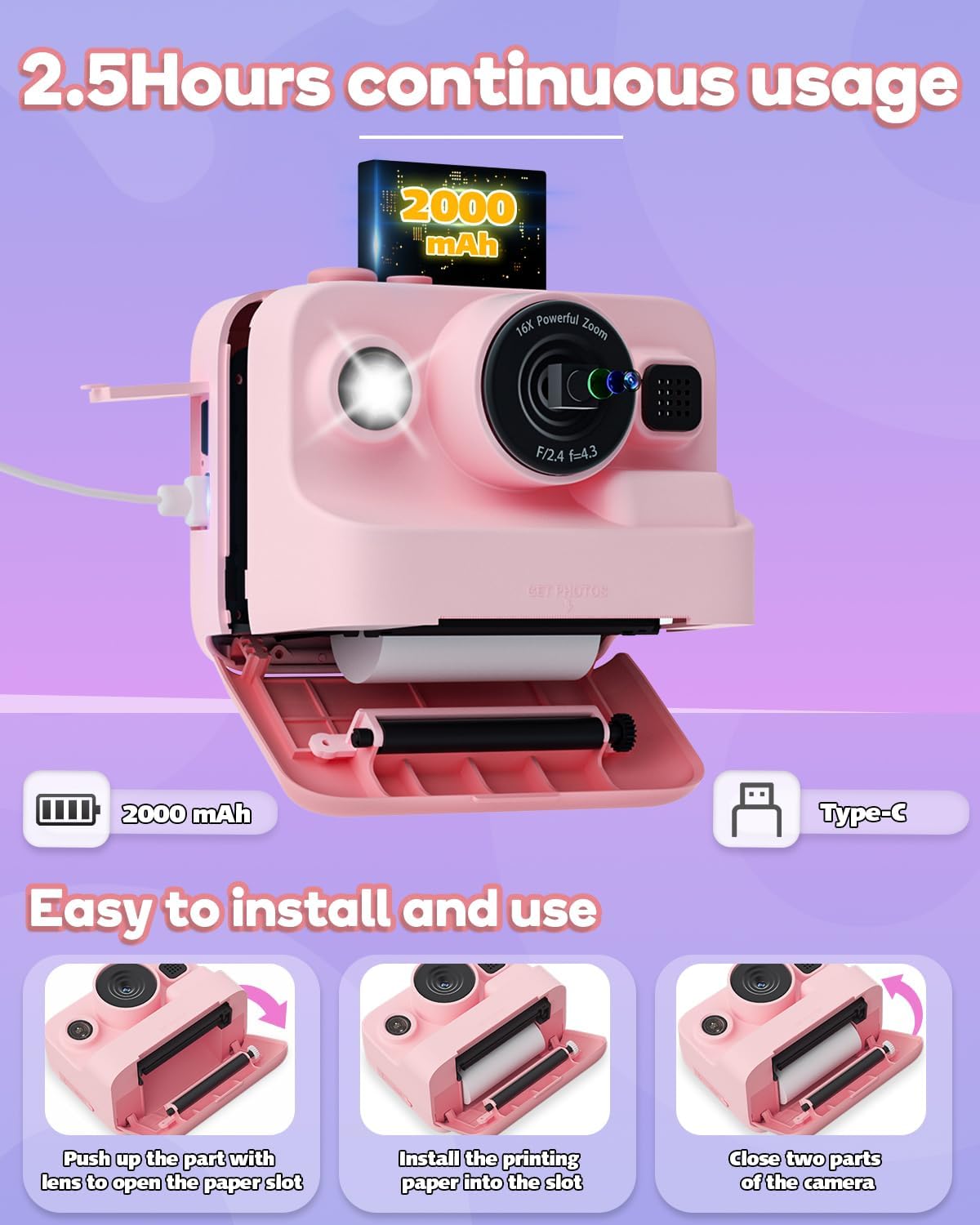 1080P Kids Instant Camera