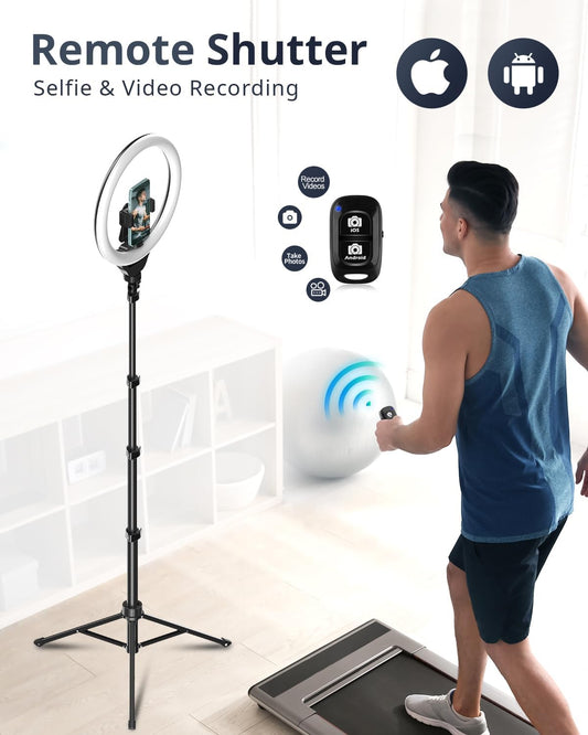 12'' Selfie Ring Light with 62’’ Tripod Stand for Video Recording,